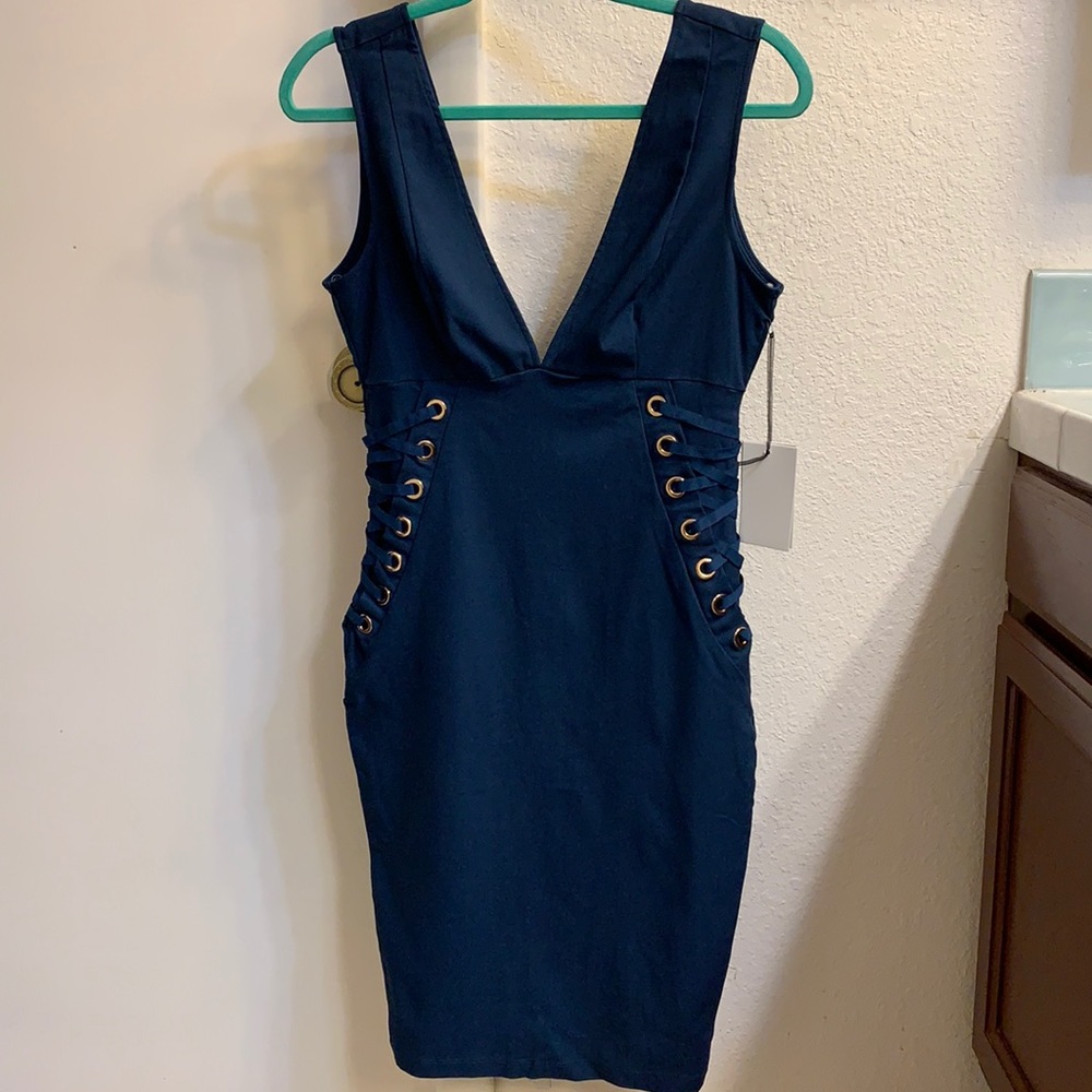 Sexy stretch blue dress